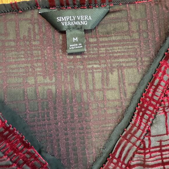Simply Vera Vera Wang Velvet Burnout Sheer Tunic SZ M Goth Dark Romantic Vampire - Picture 4 of 7